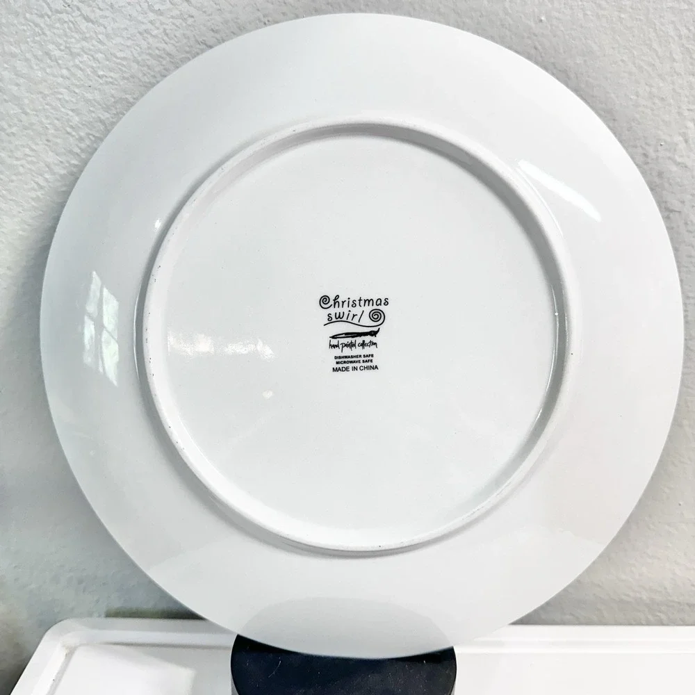 Christmas Swirl Snowman Dinner Plate 10.75